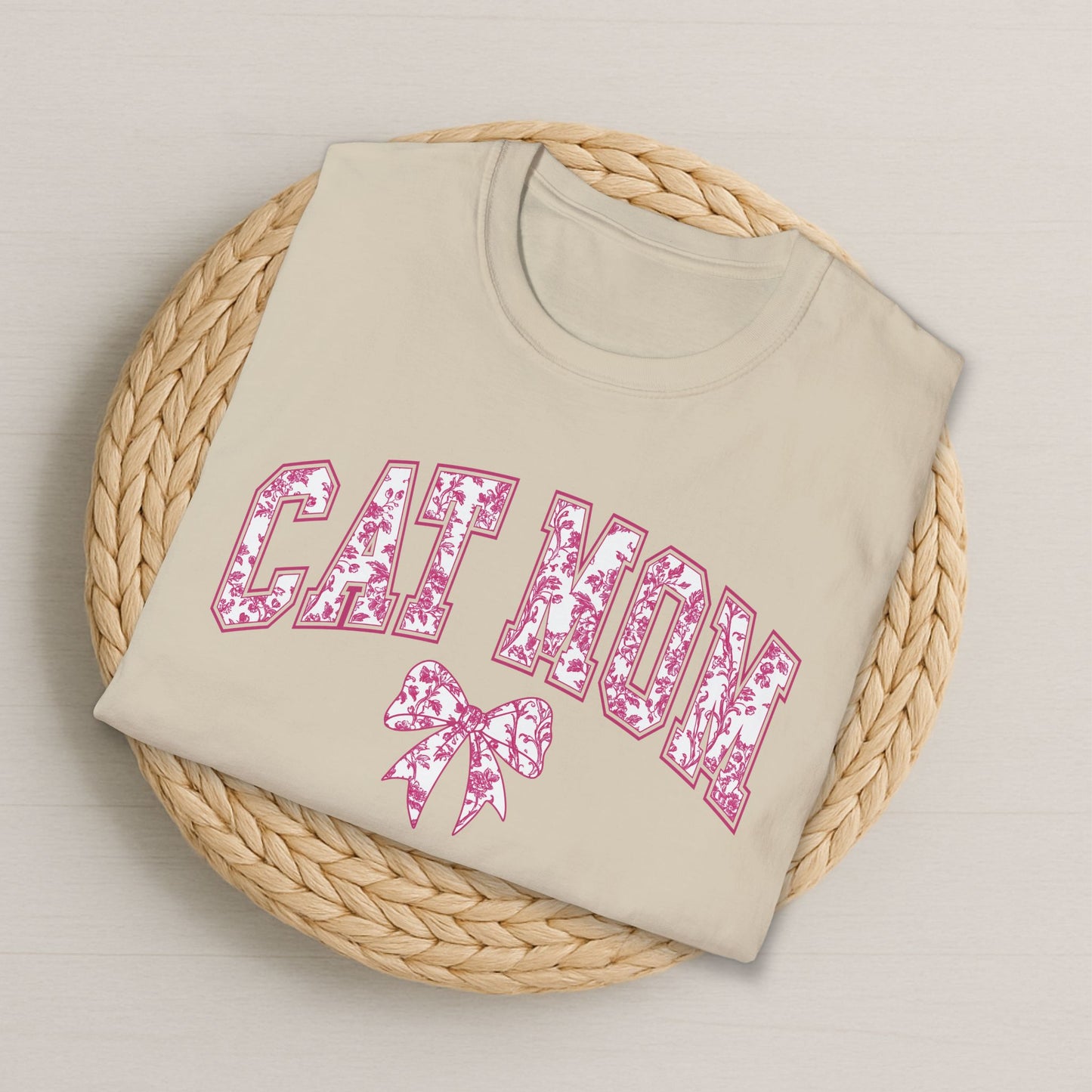 Cat Mom Chinoiserie Pink Coquette Bow