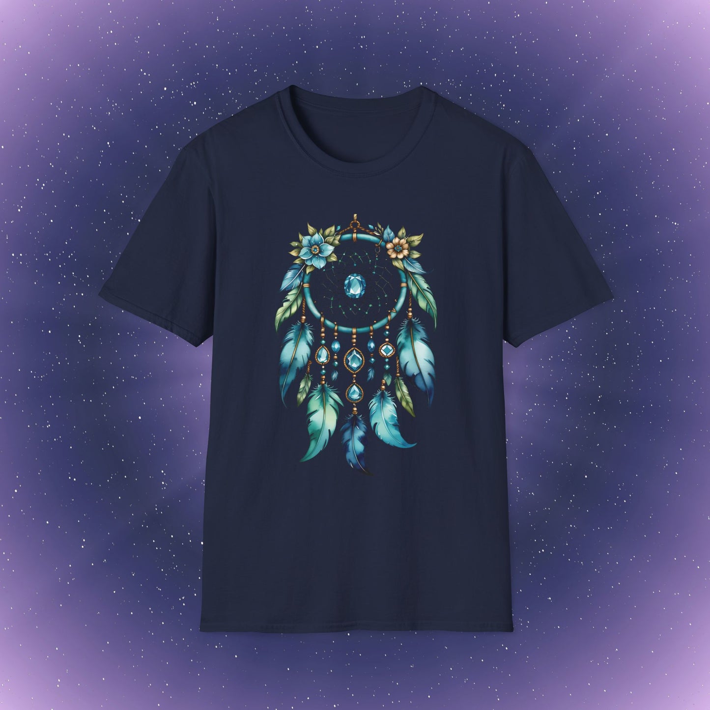 Camiseta con atrapasueños de piedra natal aguamarina de Piscis