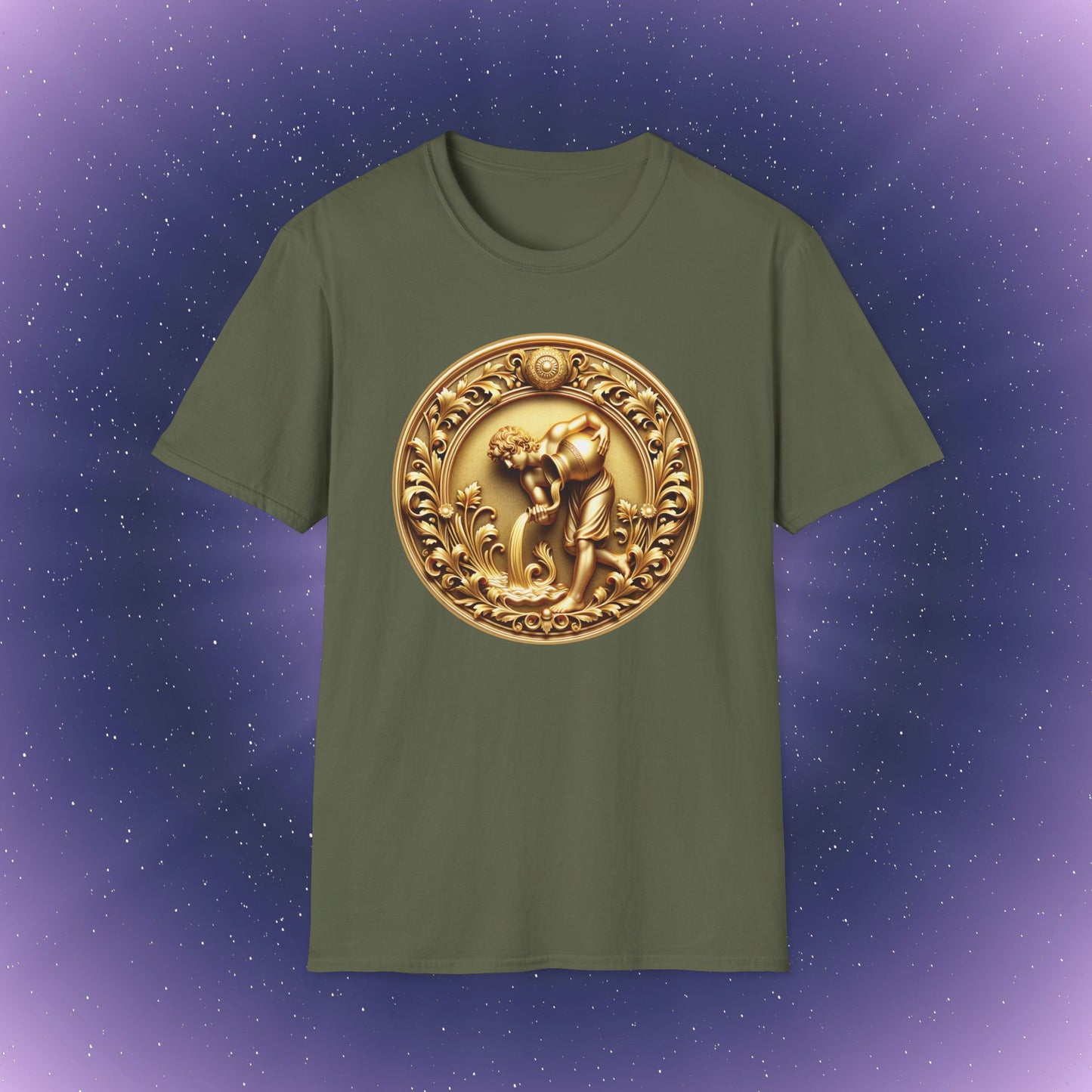 Aquarius Gold Zodiac Sign T-Shirt