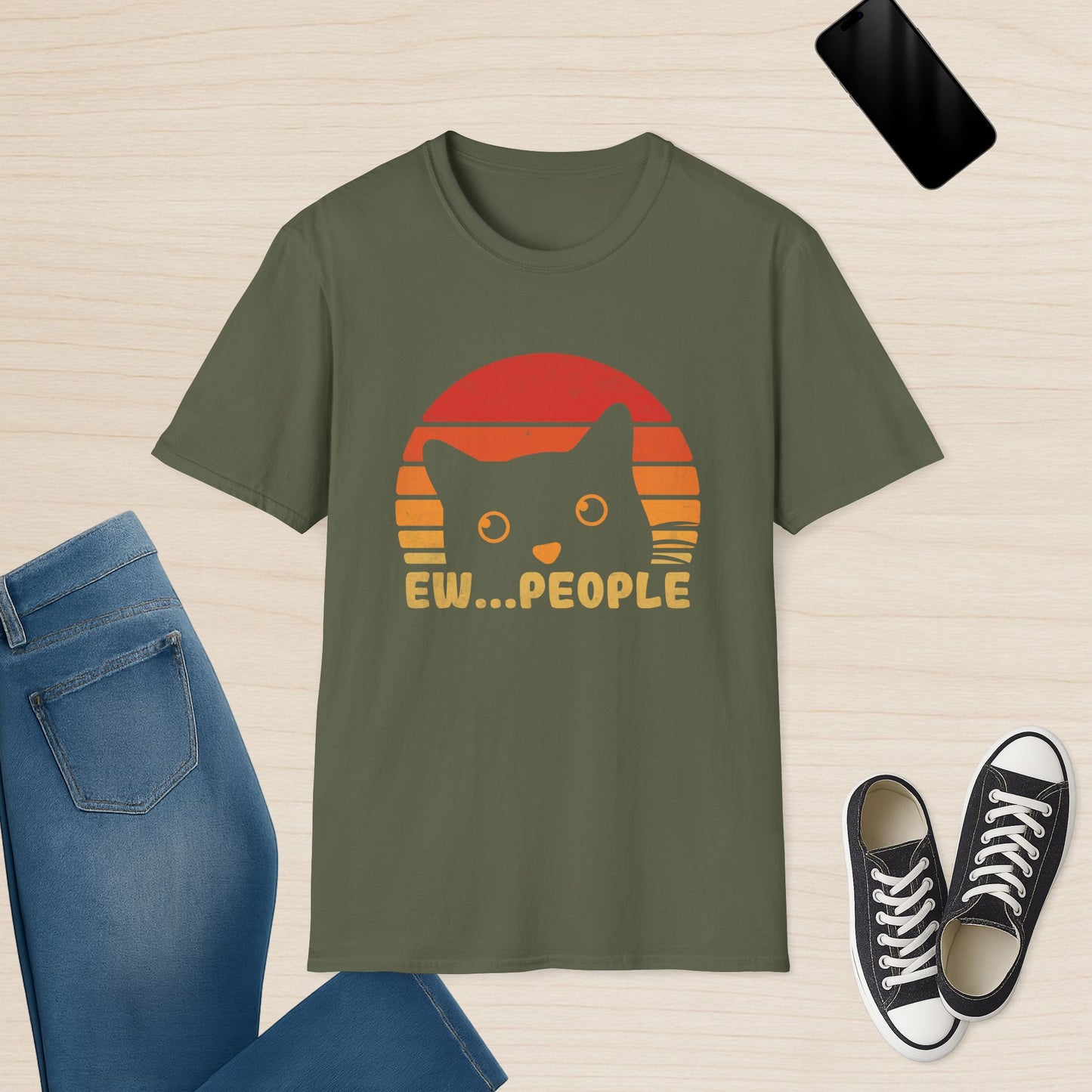 Ew People Retro-Katzen-T-Shirt