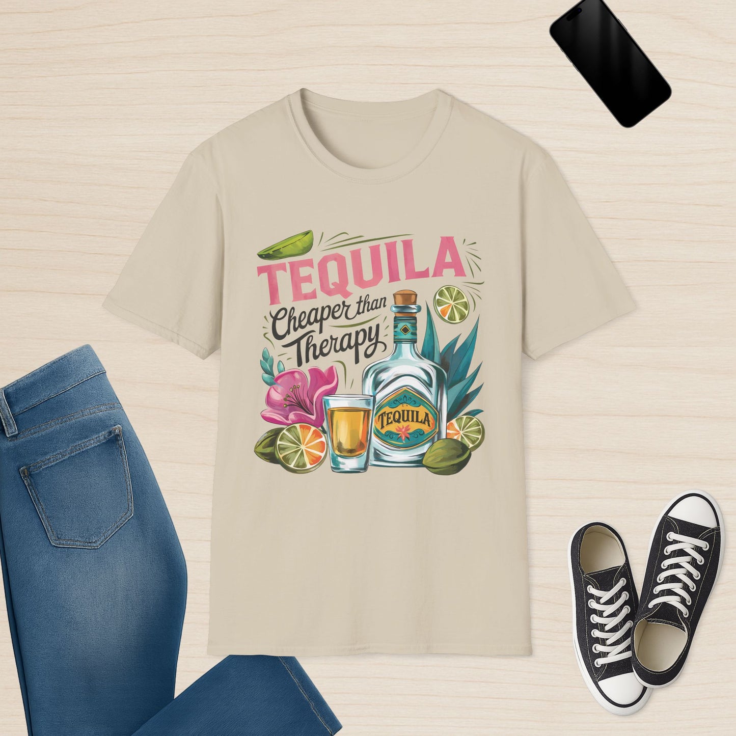 Tequila Cheaper Than Therapy - Graphic Summer Tee