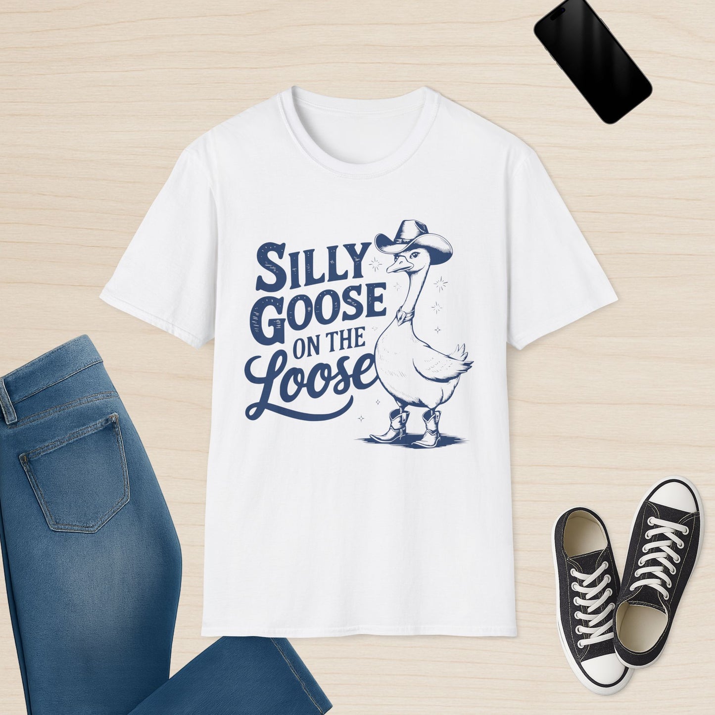 Silly Goose On The Loose - Cowgirl-Themen-T-Shirt