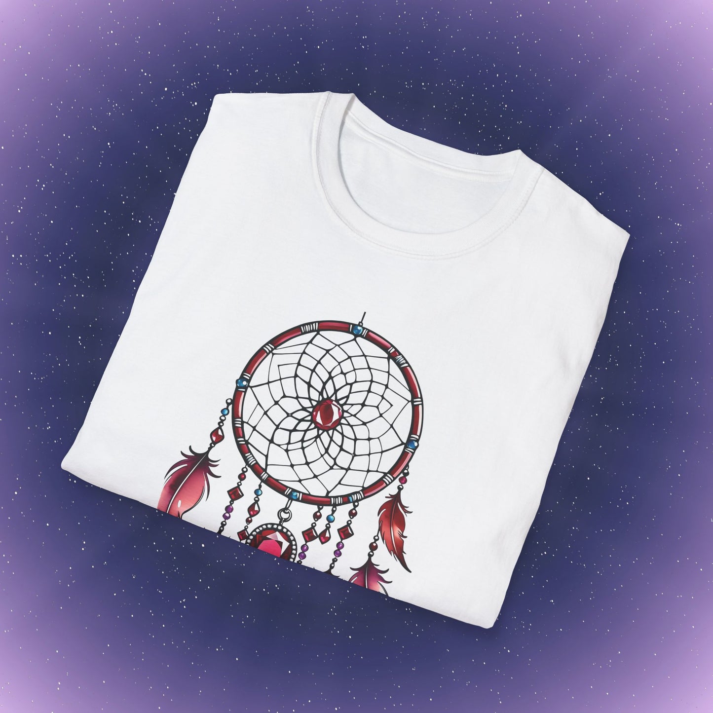 Camiseta con atrapasueños y piedra de nacimiento de rubí de Cáncer