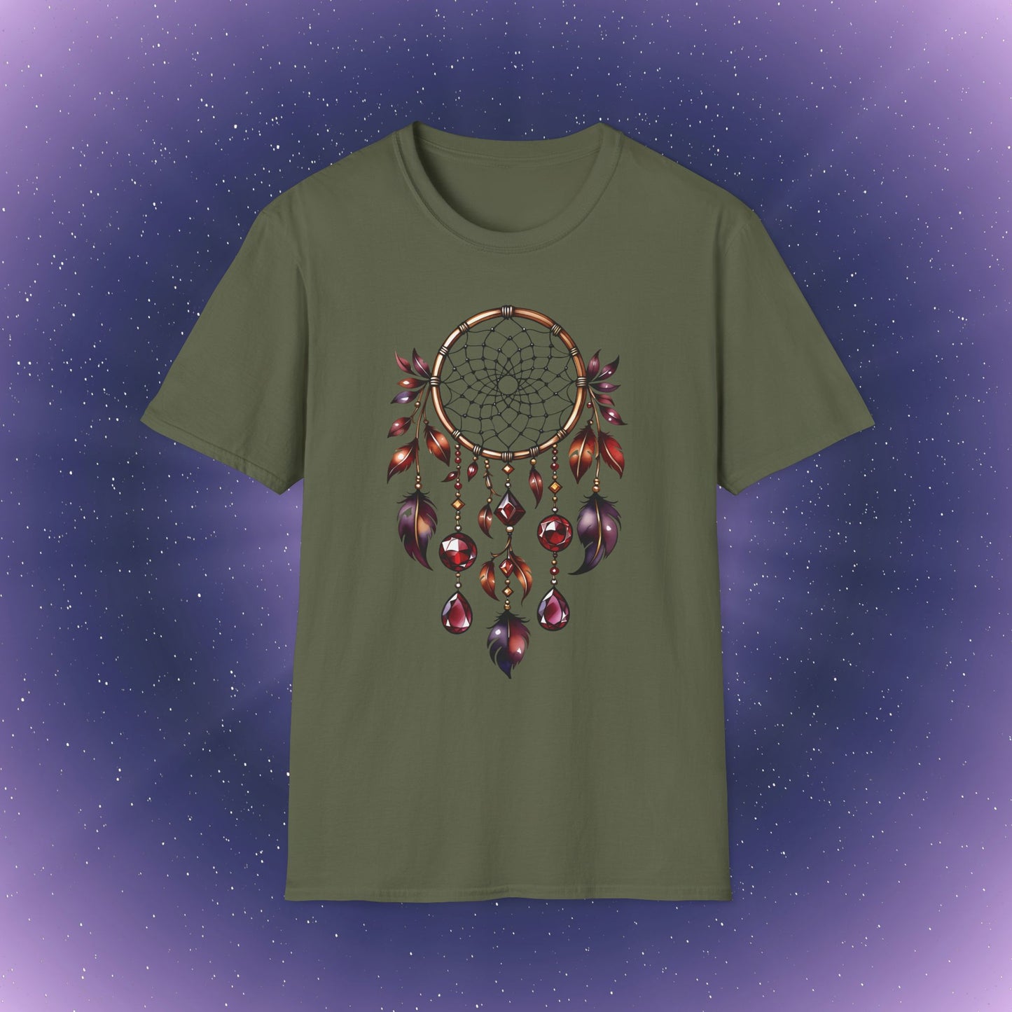 Camiseta con atrapasueños de piedra natal de granate de Capricornio