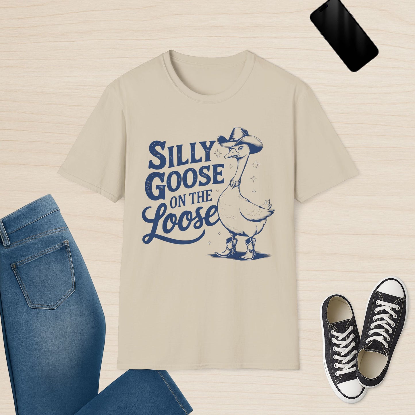 Silly Goose On The Loose - Cowgirl-Themen-T-Shirt
