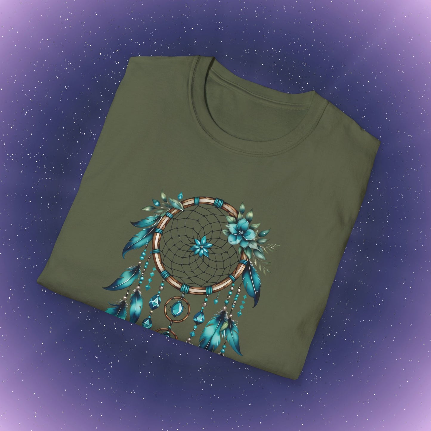 Camiseta con atrapasueños y piedra de nacimiento turquesa de Sagitario