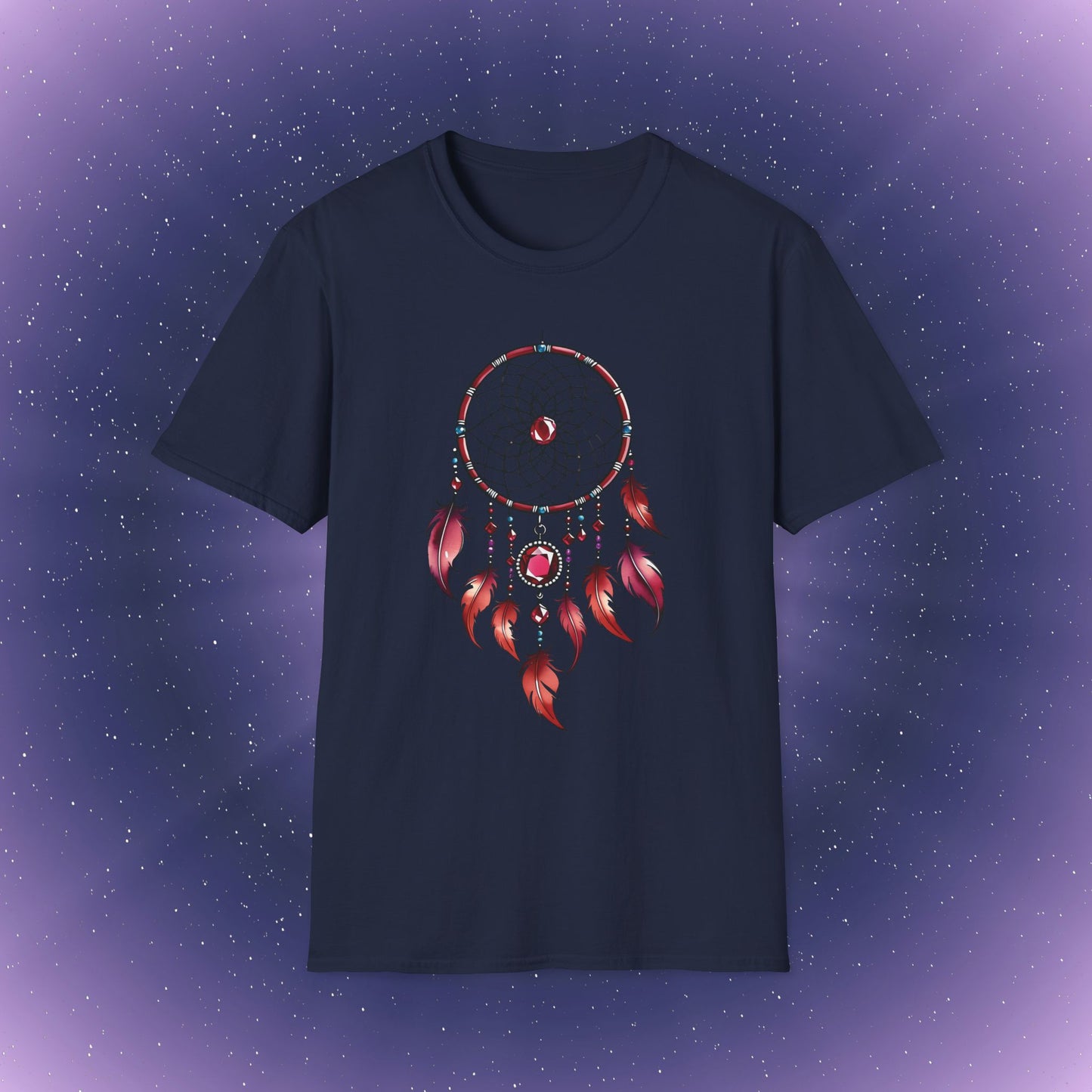 Camiseta con atrapasueños y piedra de nacimiento de rubí de Cáncer