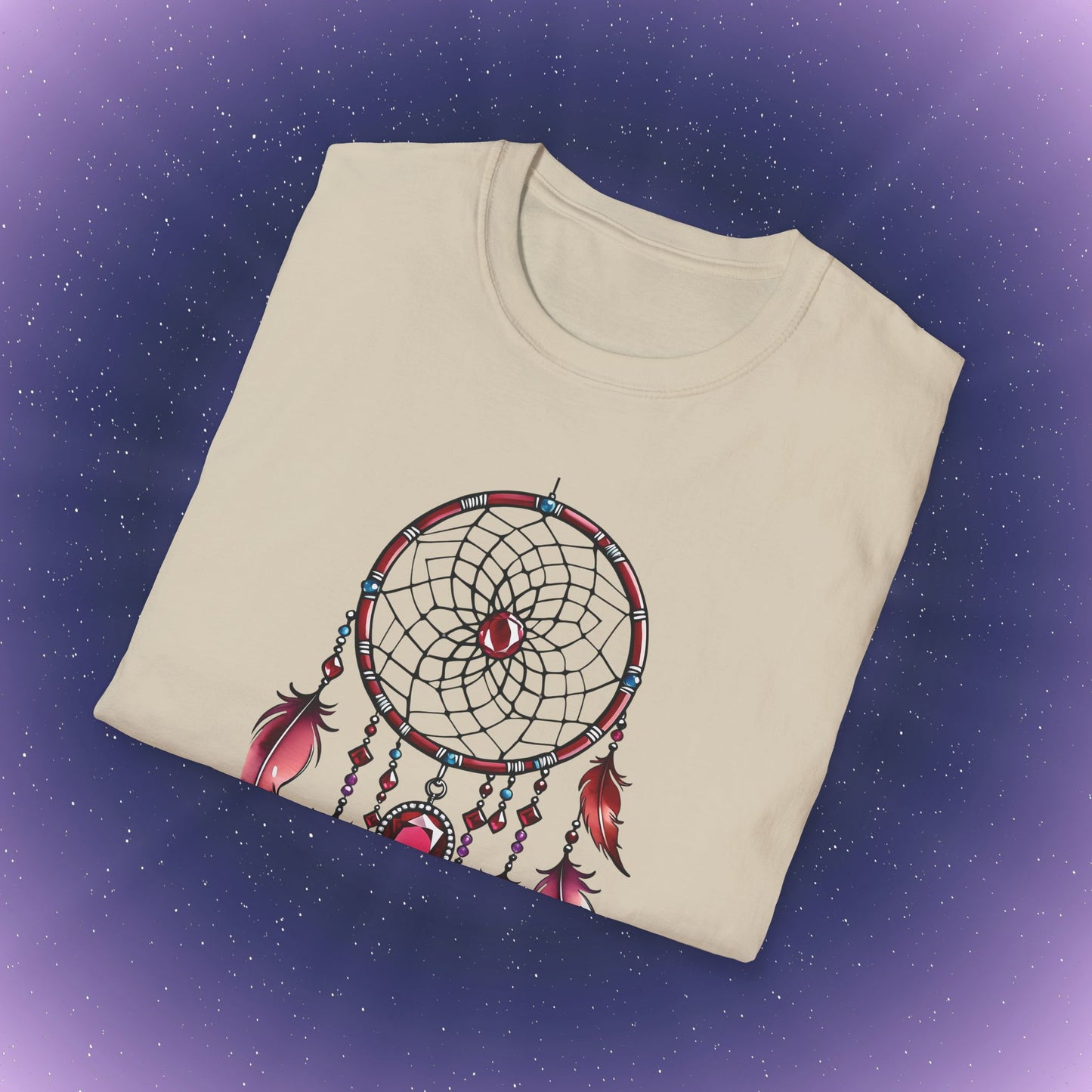 Camiseta con atrapasueños y piedra de nacimiento de rubí de Cáncer