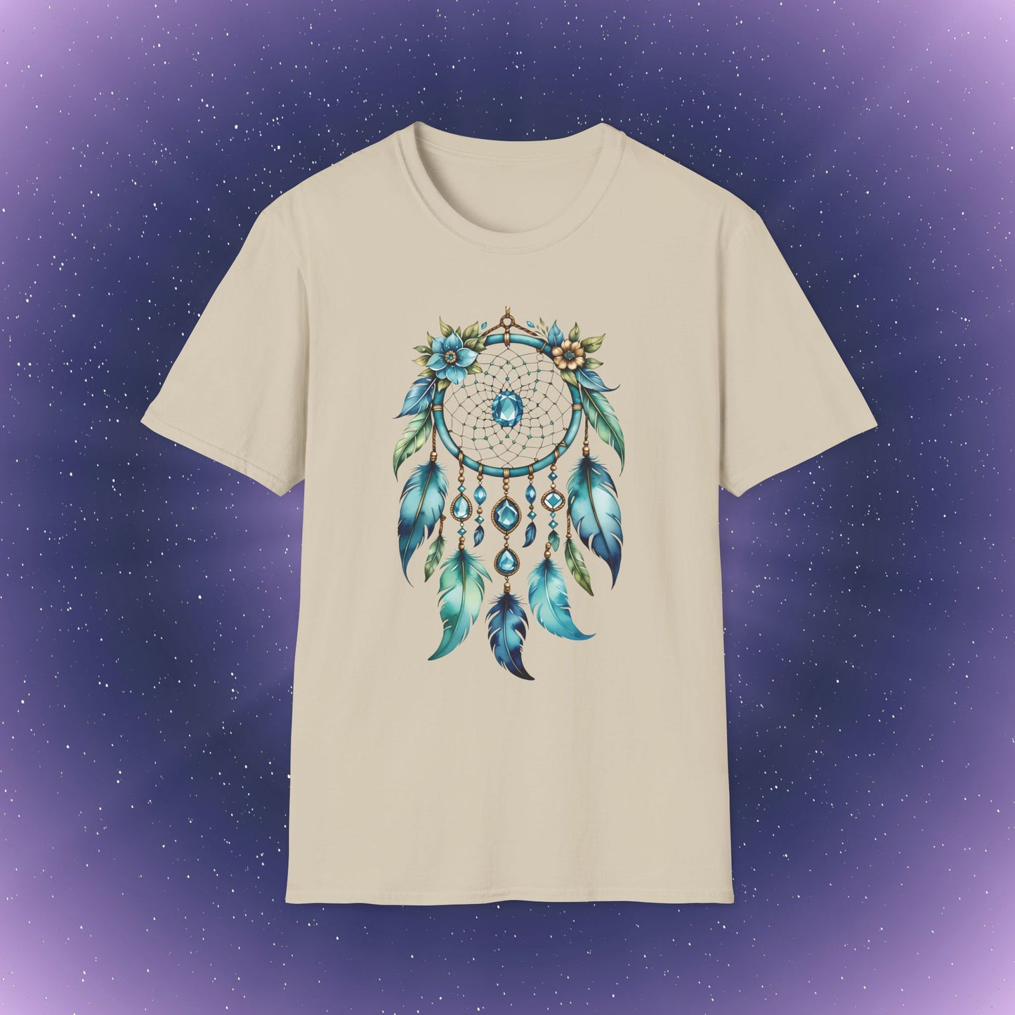 Camiseta con atrapasueños de piedra natal aguamarina de Piscis
