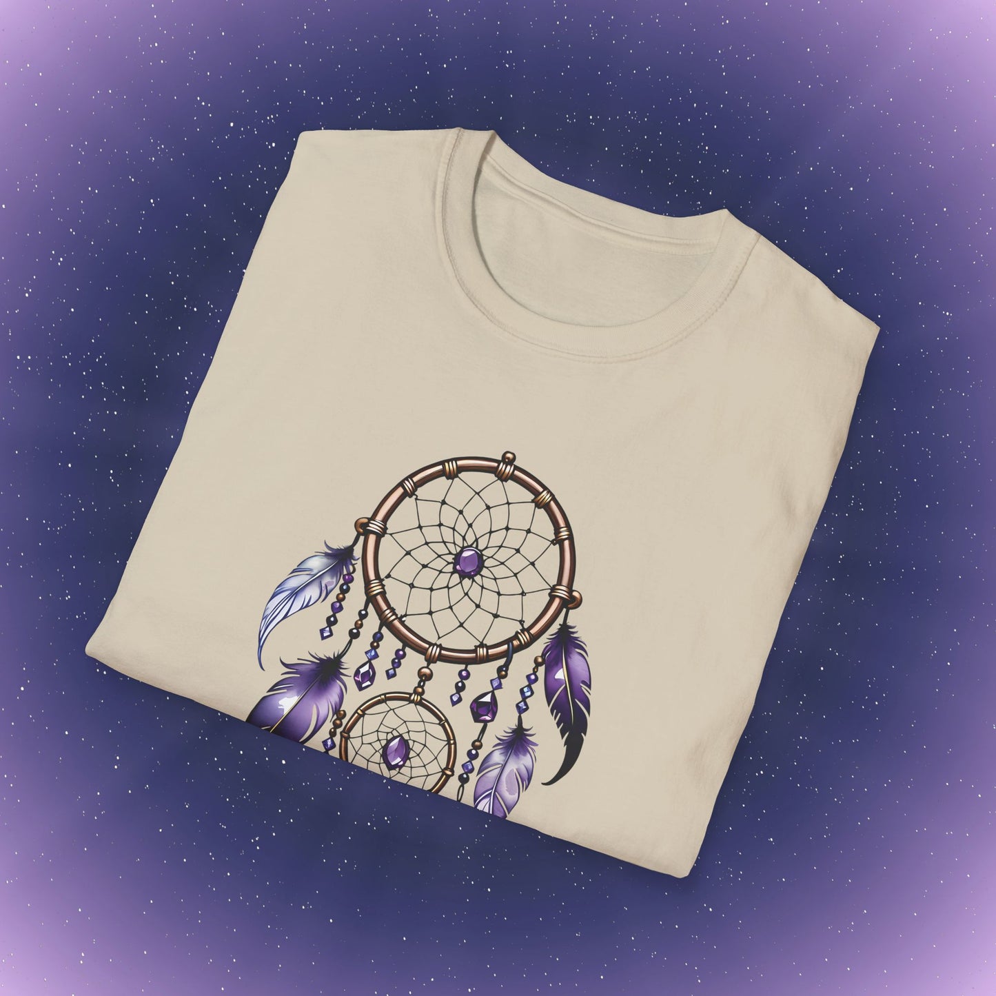 Camiseta con atrapasueños y piedra de nacimiento de amatista de Acuario