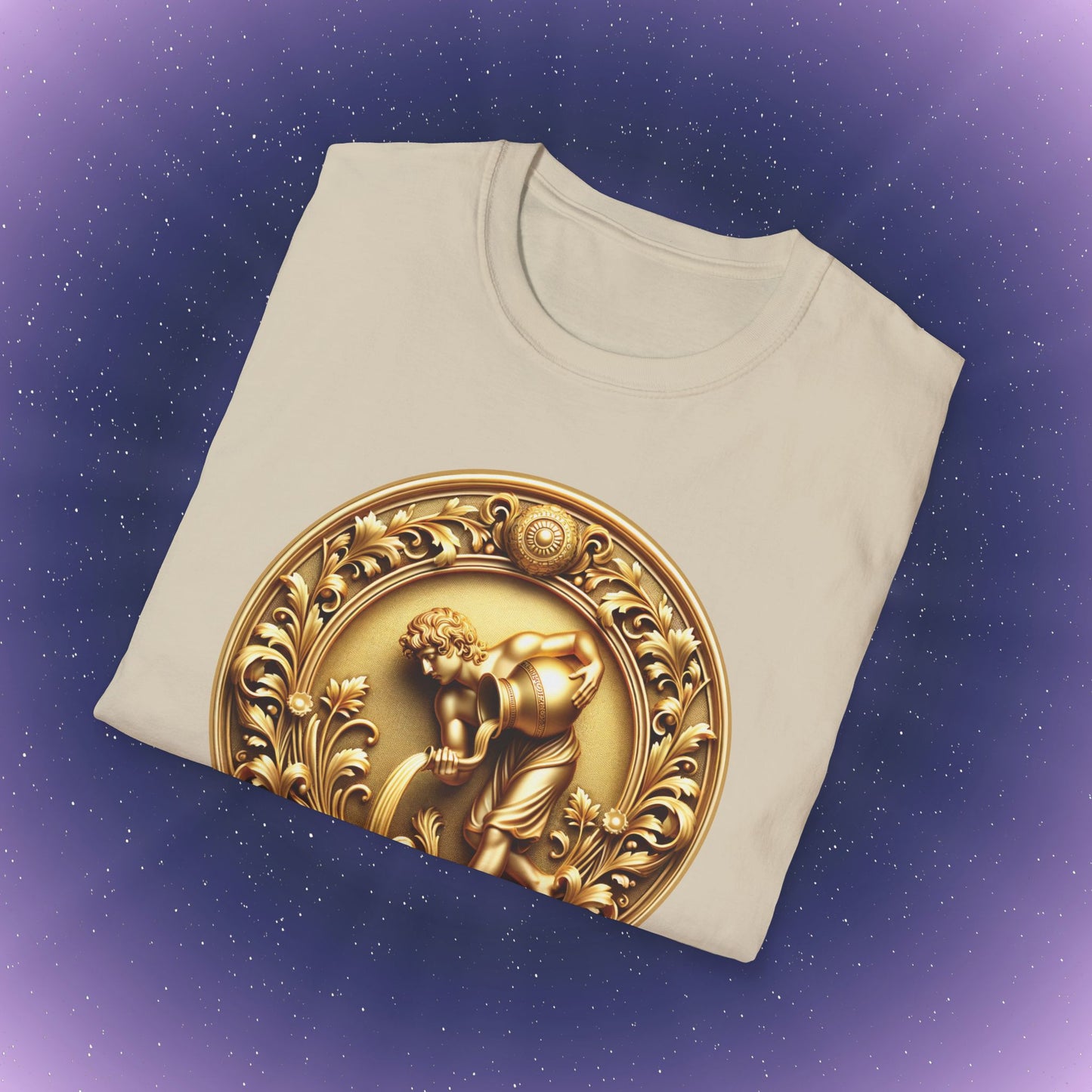 Aquarius Gold Zodiac Sign T-Shirt