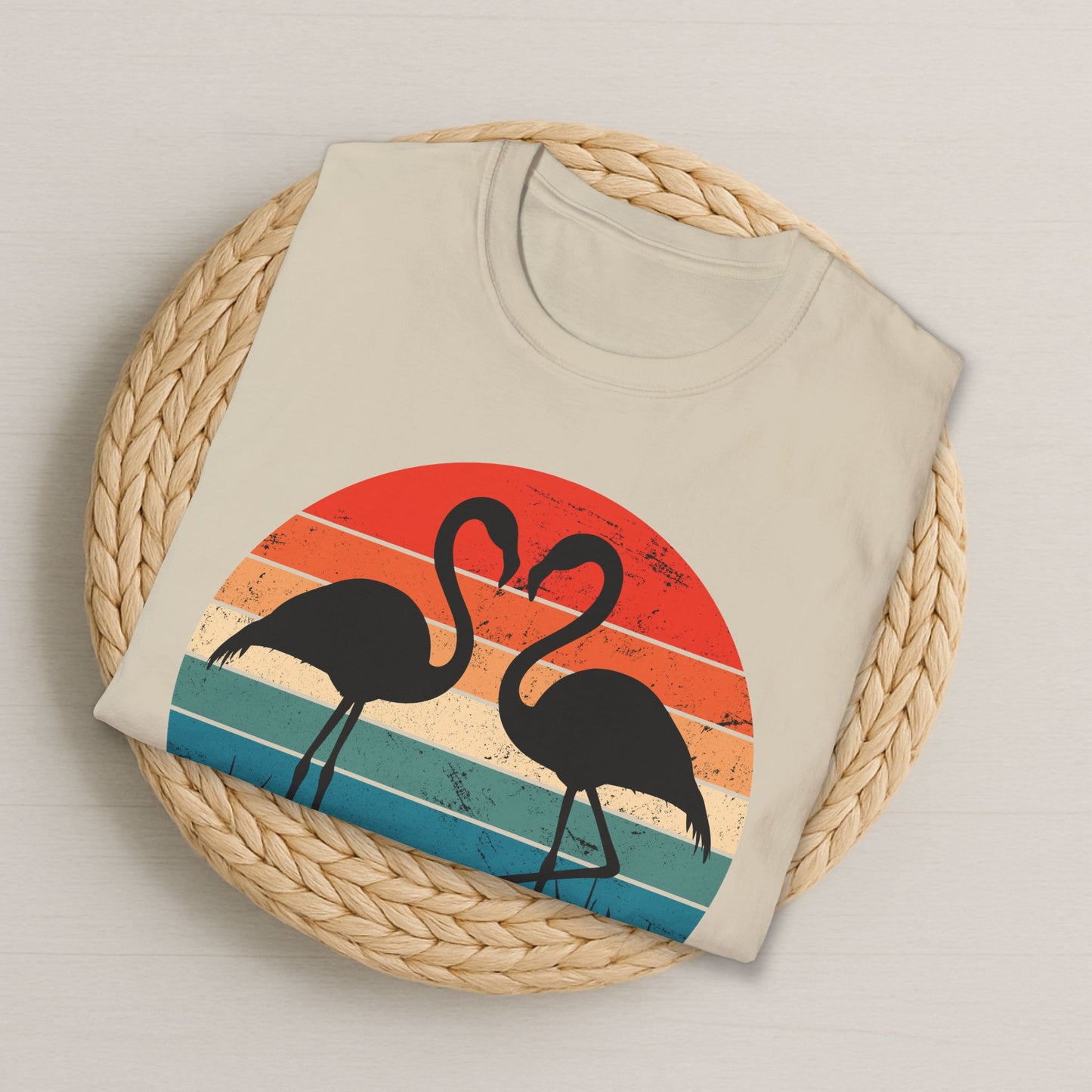 Flamingo Silhouette Retro Sunset Vintage Graphic T-Shirt