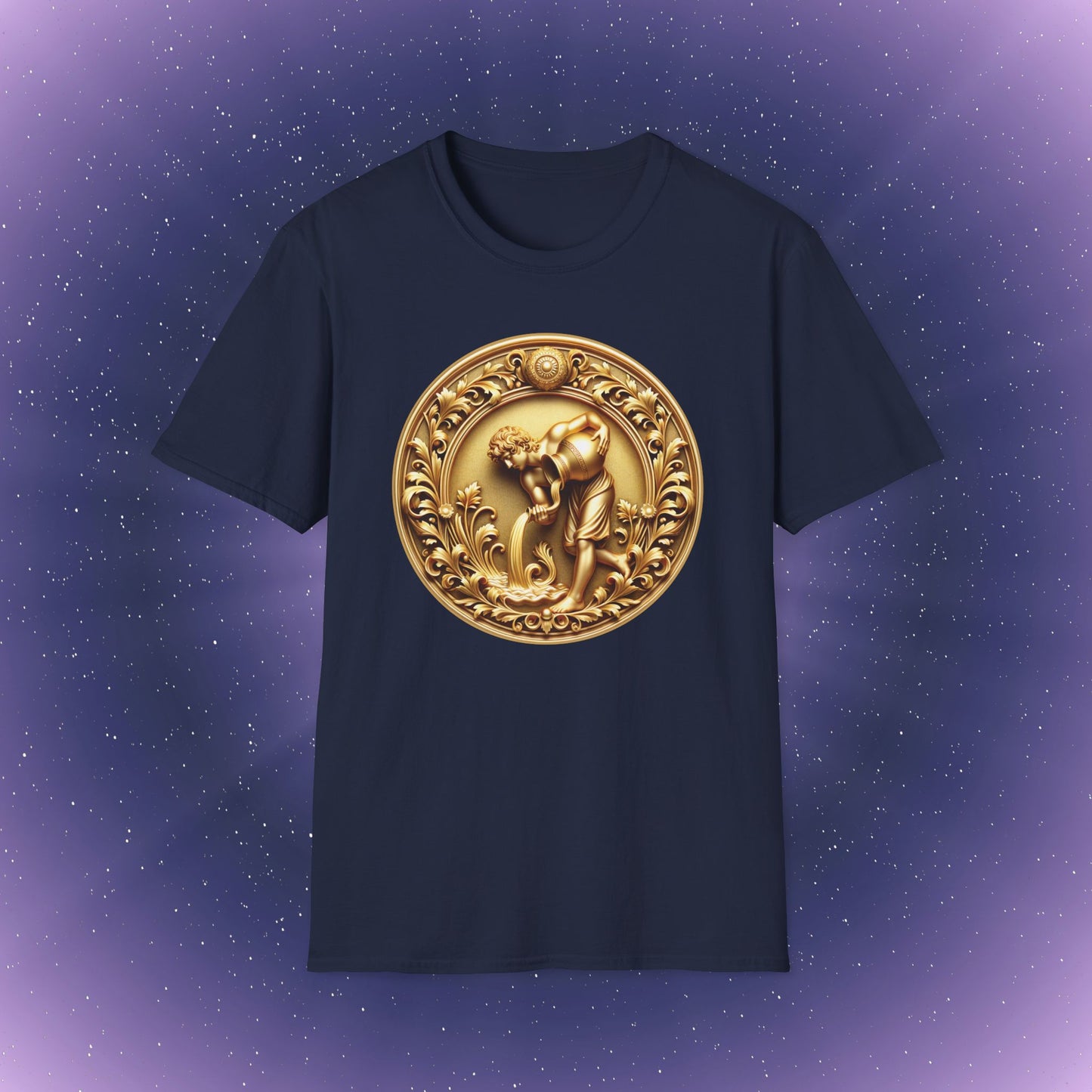Aquarius Gold Zodiac Sign T-Shirt