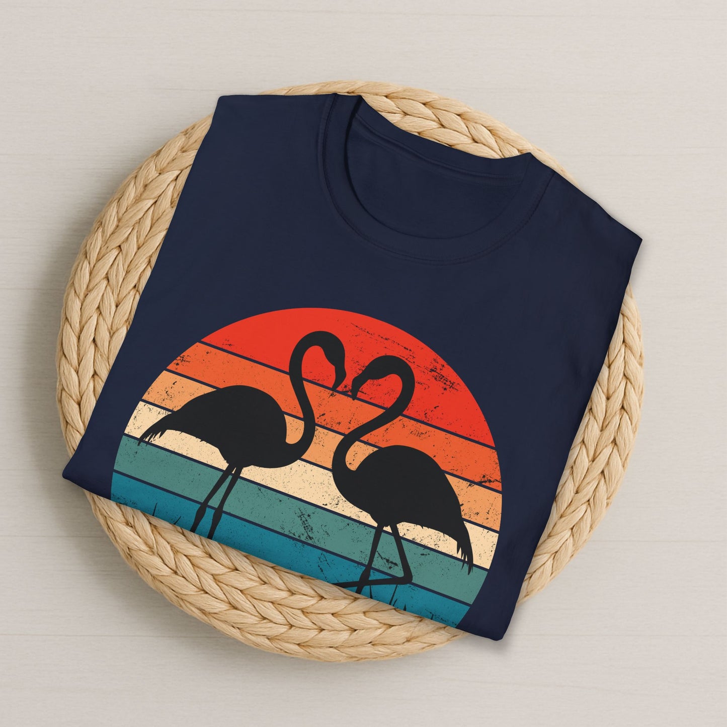 Flamingo Silhouette Retro Sunset Vintage Graphic T-Shirt