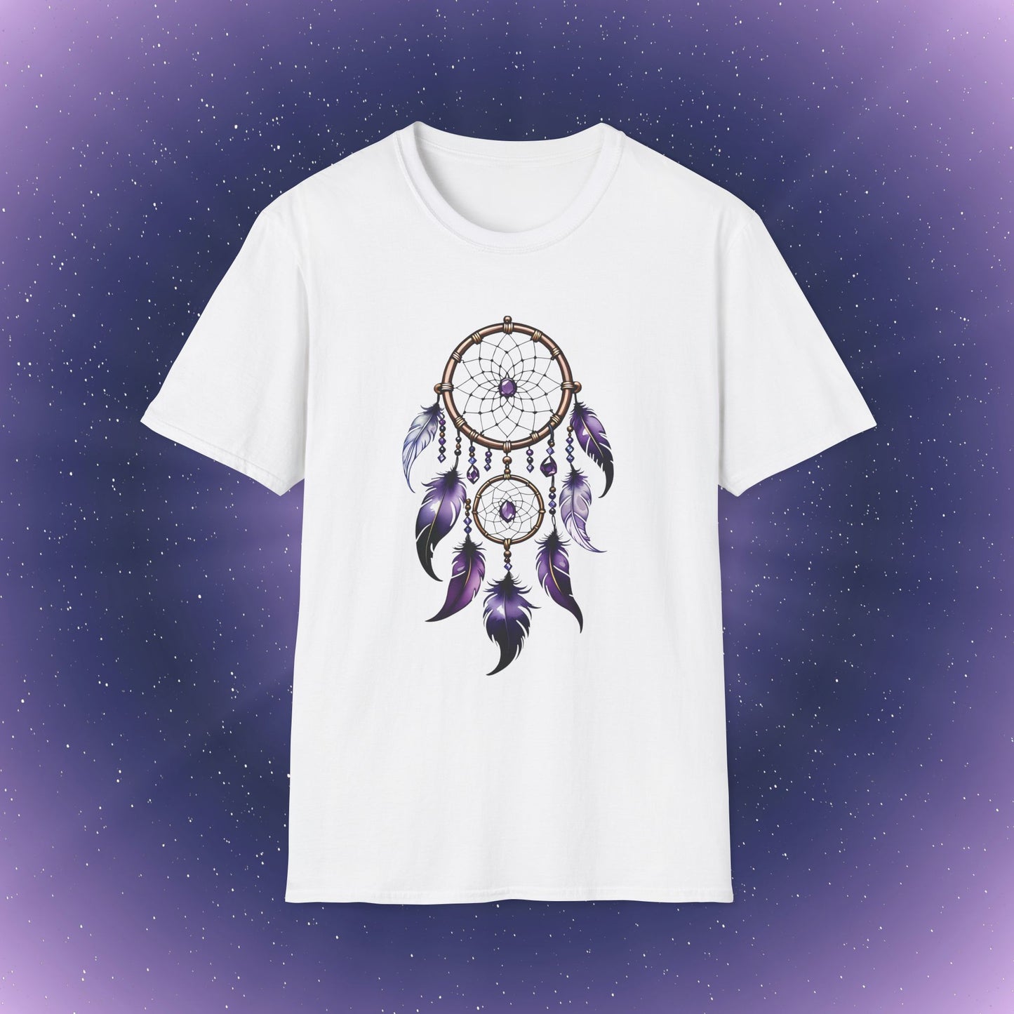 Camiseta con atrapasueños y piedra de nacimiento de amatista de Acuario