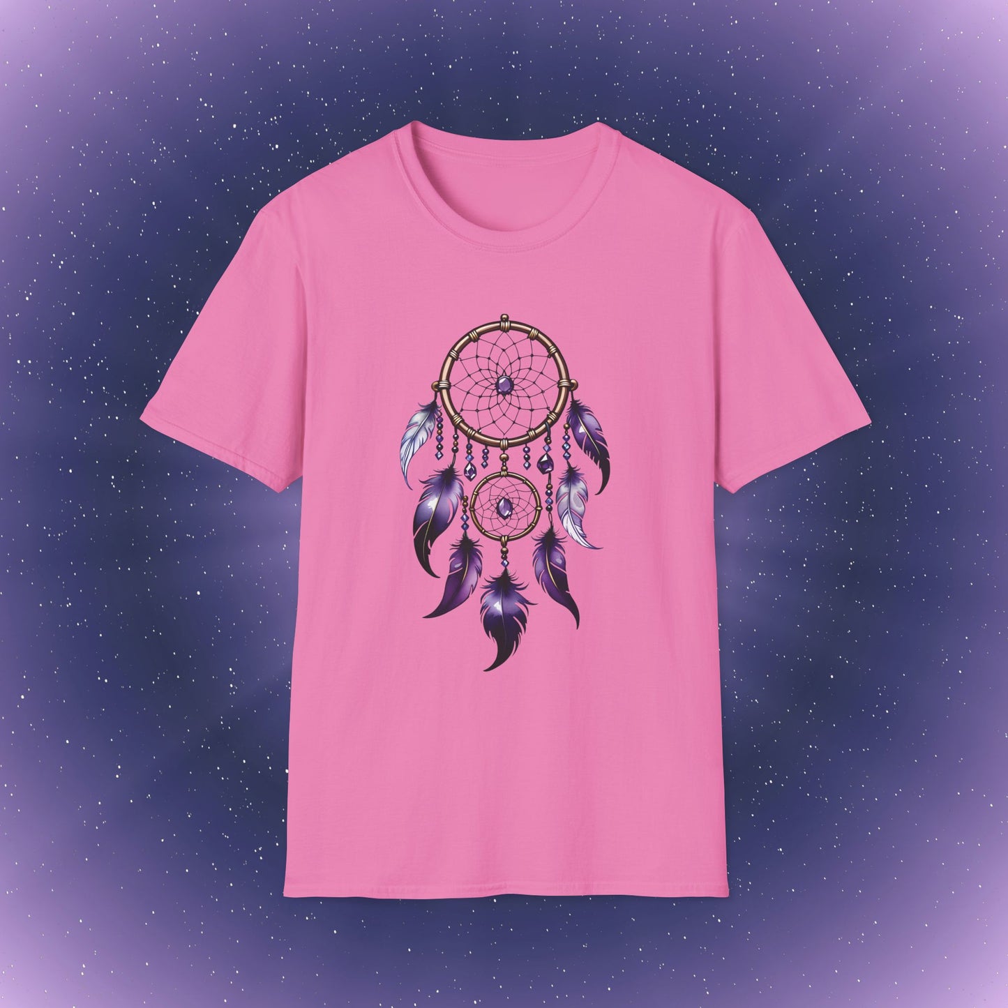 Camiseta con atrapasueños y piedra de nacimiento de amatista de Acuario