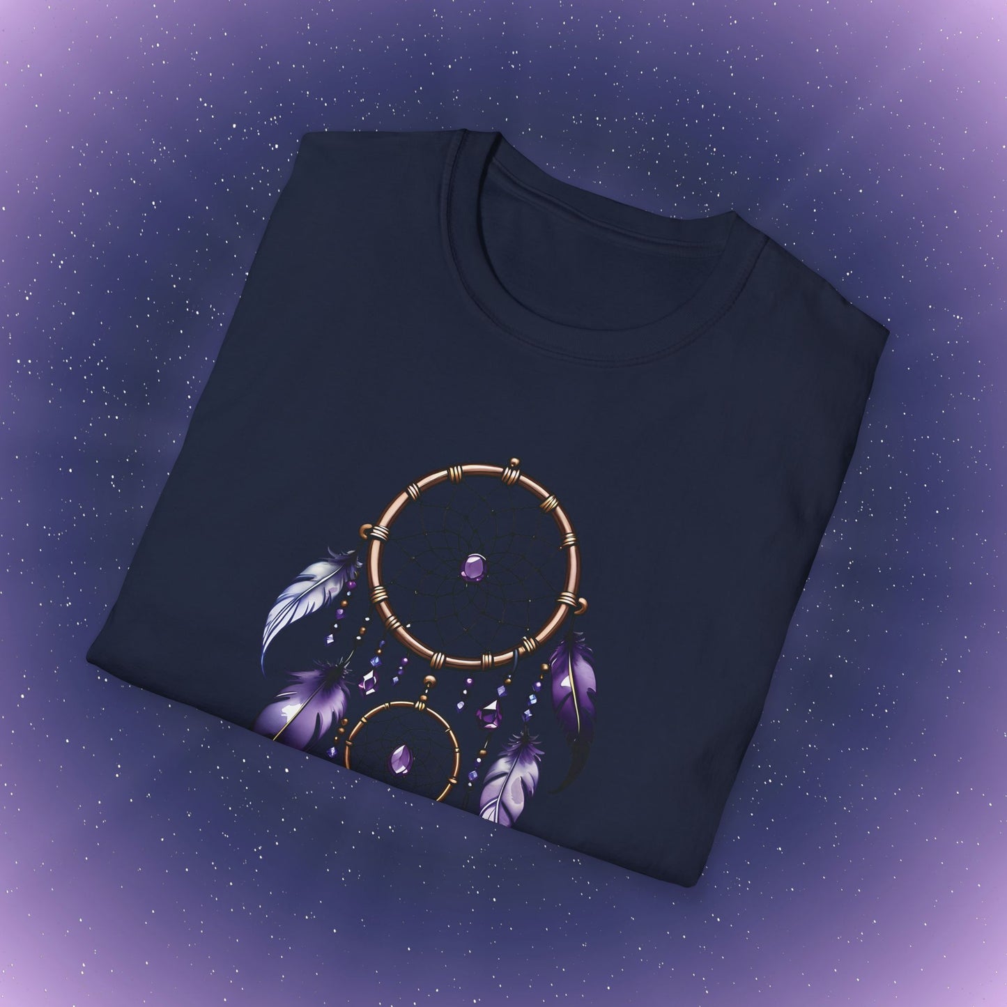 Camiseta con atrapasueños y piedra de nacimiento de amatista de Acuario