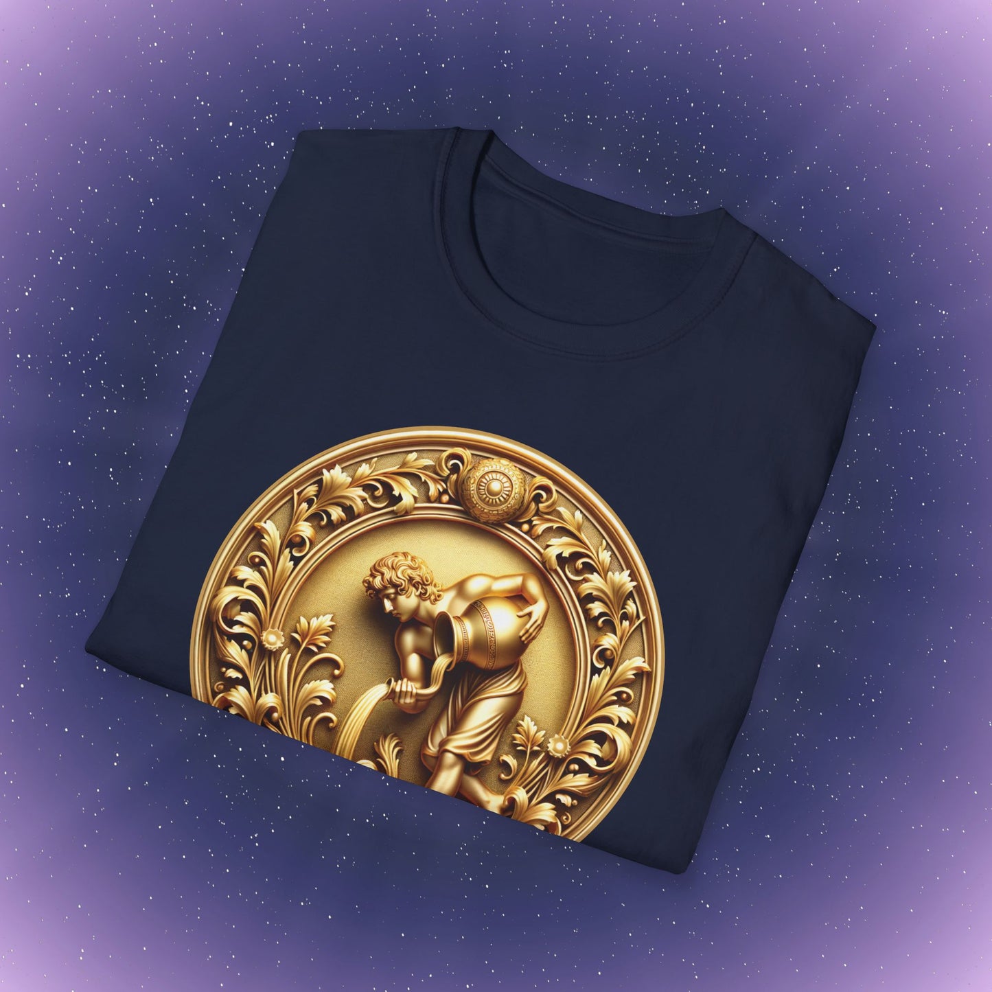 Aquarius Gold Zodiac Sign T-Shirt