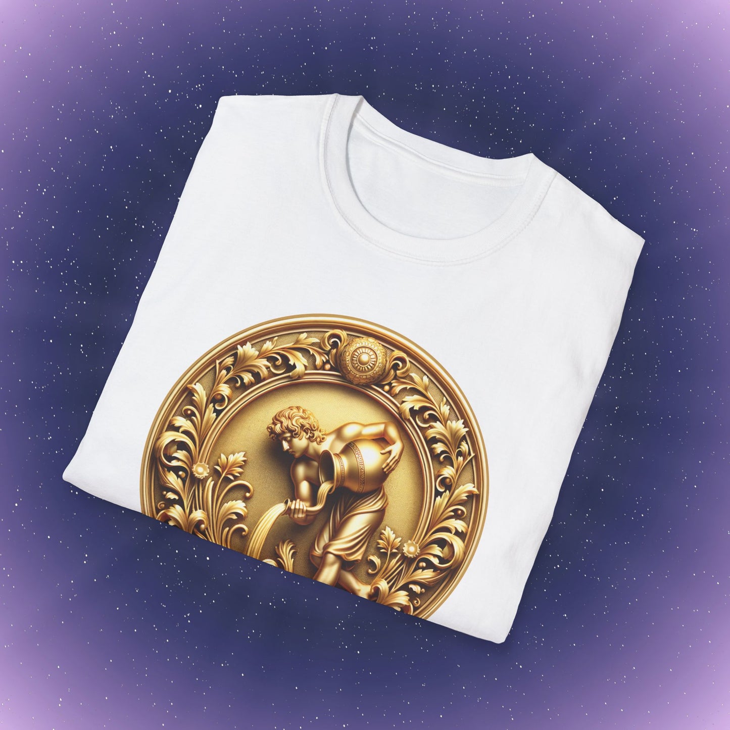 Aquarius Gold Zodiac Sign T-Shirt