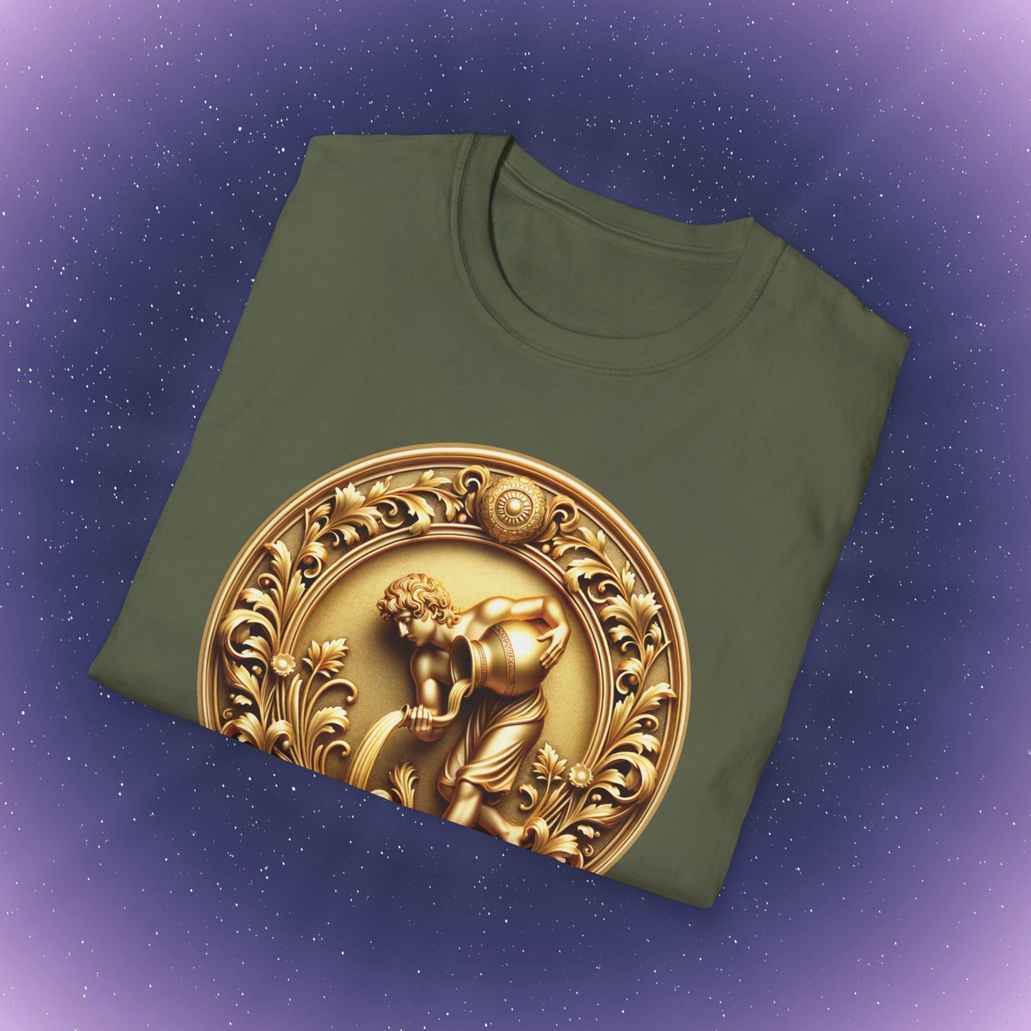 Aquarius Gold Zodiac Sign T-Shirt