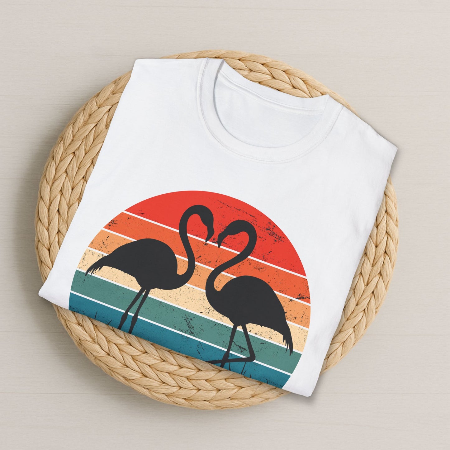 Flamingo Silhouette Retro Sunset Vintage Graphic T-Shirt