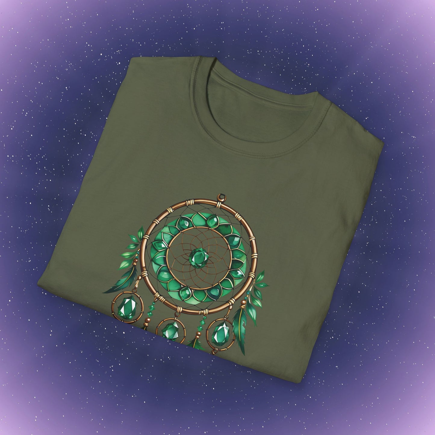 Camiseta con atrapasueños de piedra natal esmeralda de Tauro