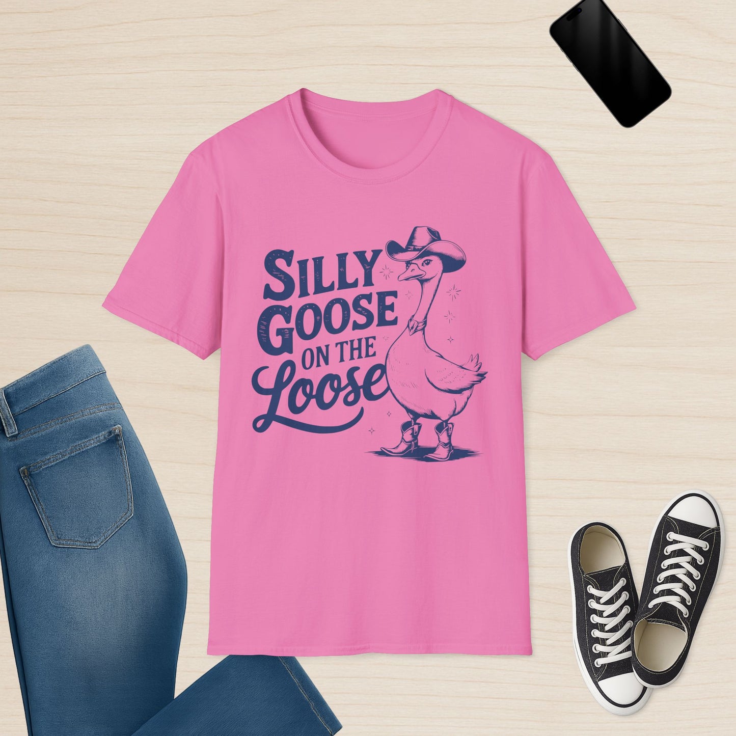 Silly Goose On The Loose - Cowgirl-Themen-T-Shirt