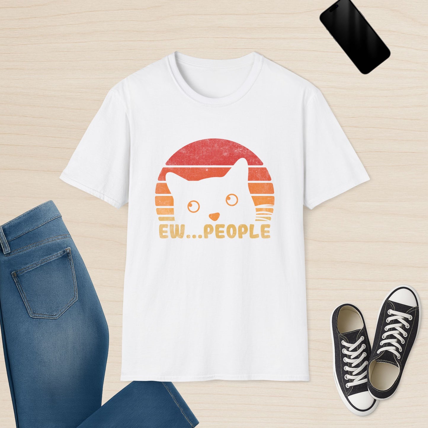 Ew People Retro-Katzen-T-Shirt