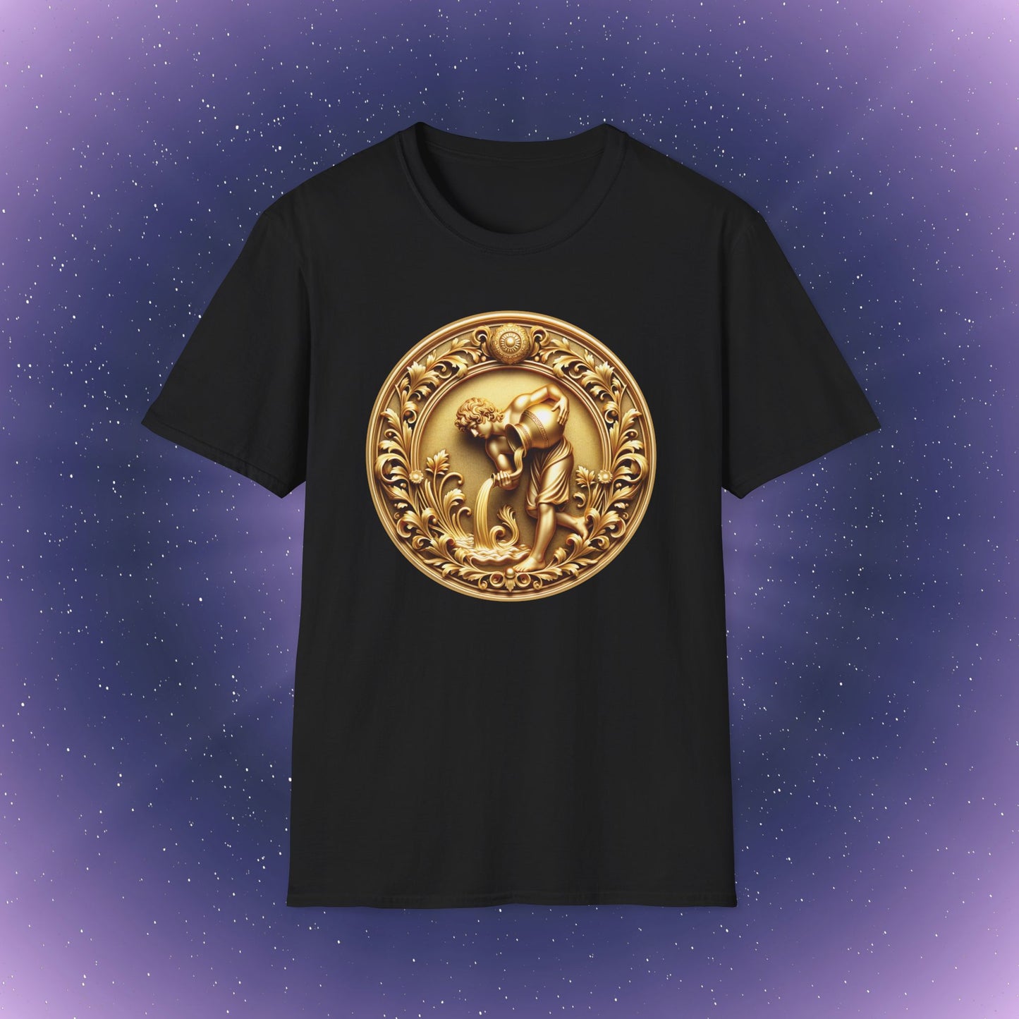 Aquarius Gold Zodiac Sign T-Shirt