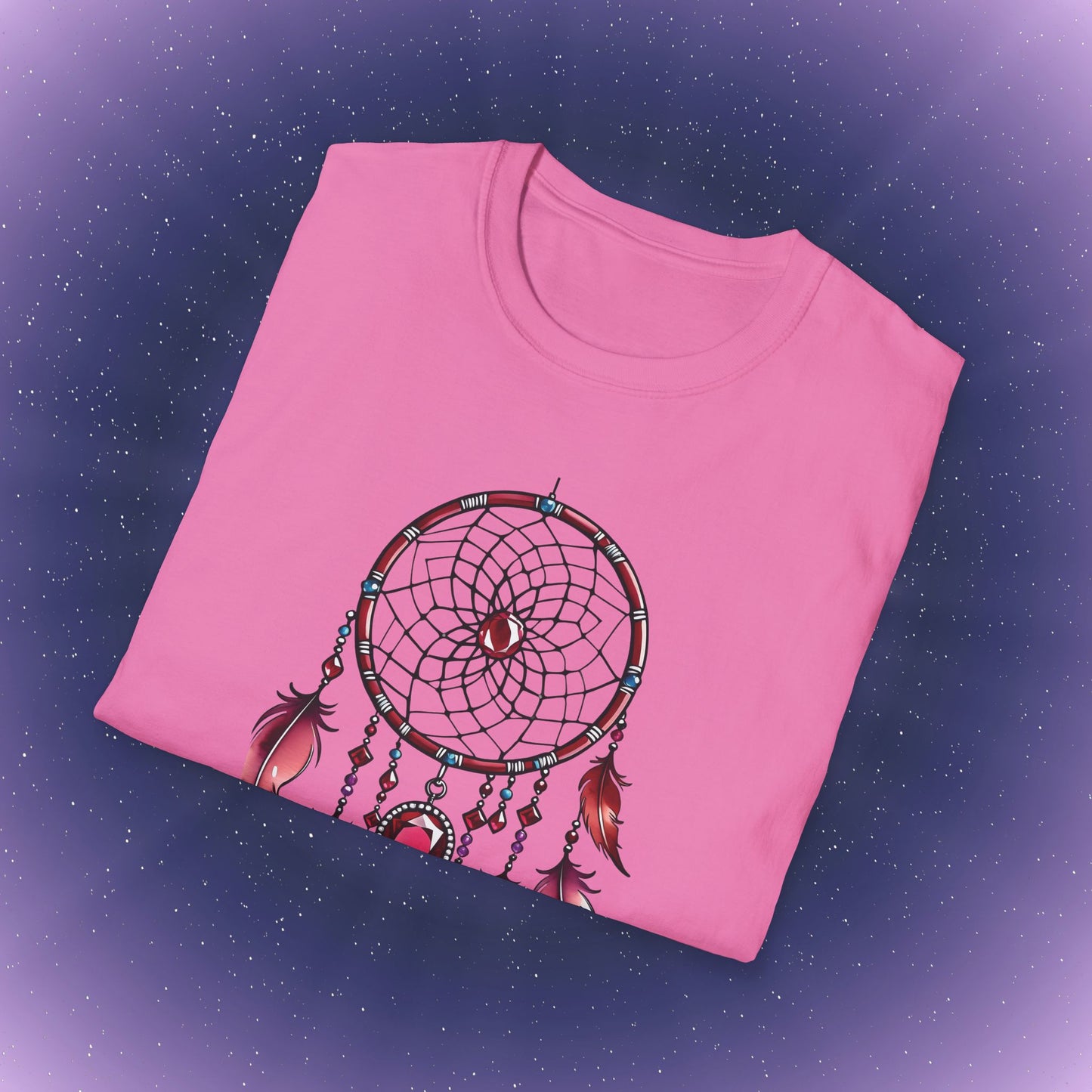 Camiseta con atrapasueños y piedra de nacimiento de rubí de Cáncer