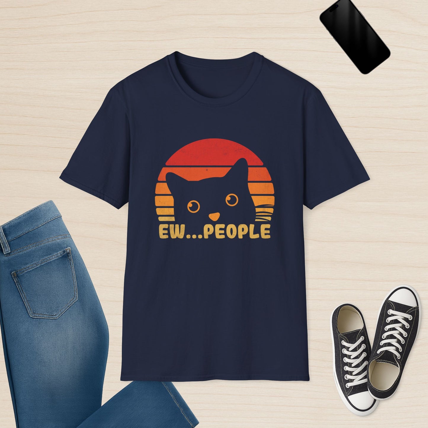 Ew People Retro-Katzen-T-Shirt