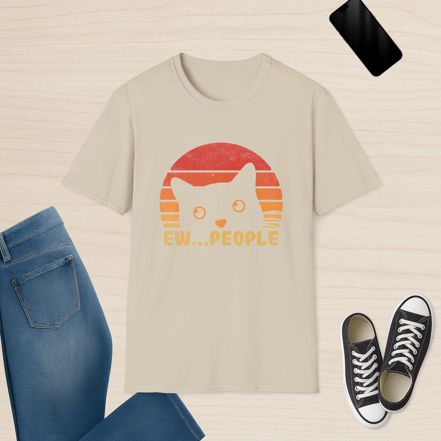 Ew People Retro-Katzen-T-Shirt