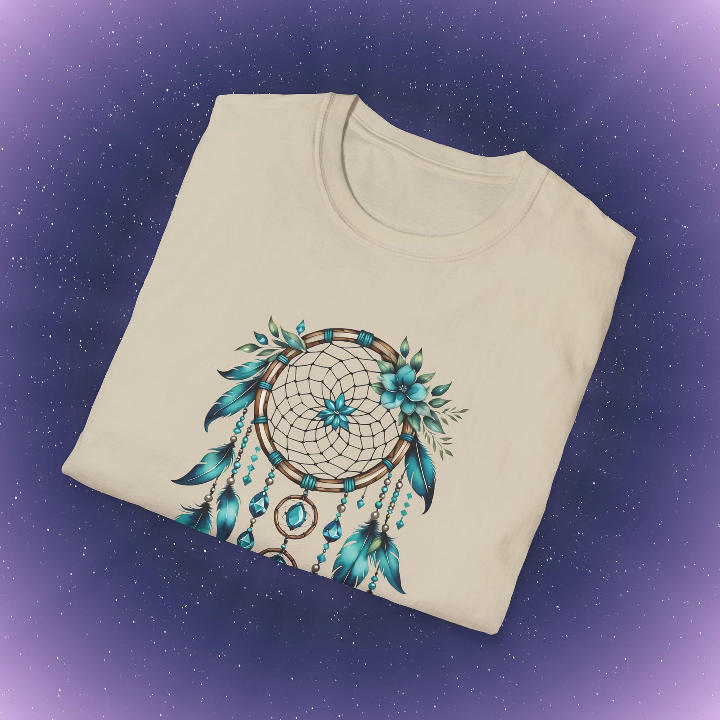 Camiseta con atrapasueños y piedra de nacimiento turquesa de Sagitario