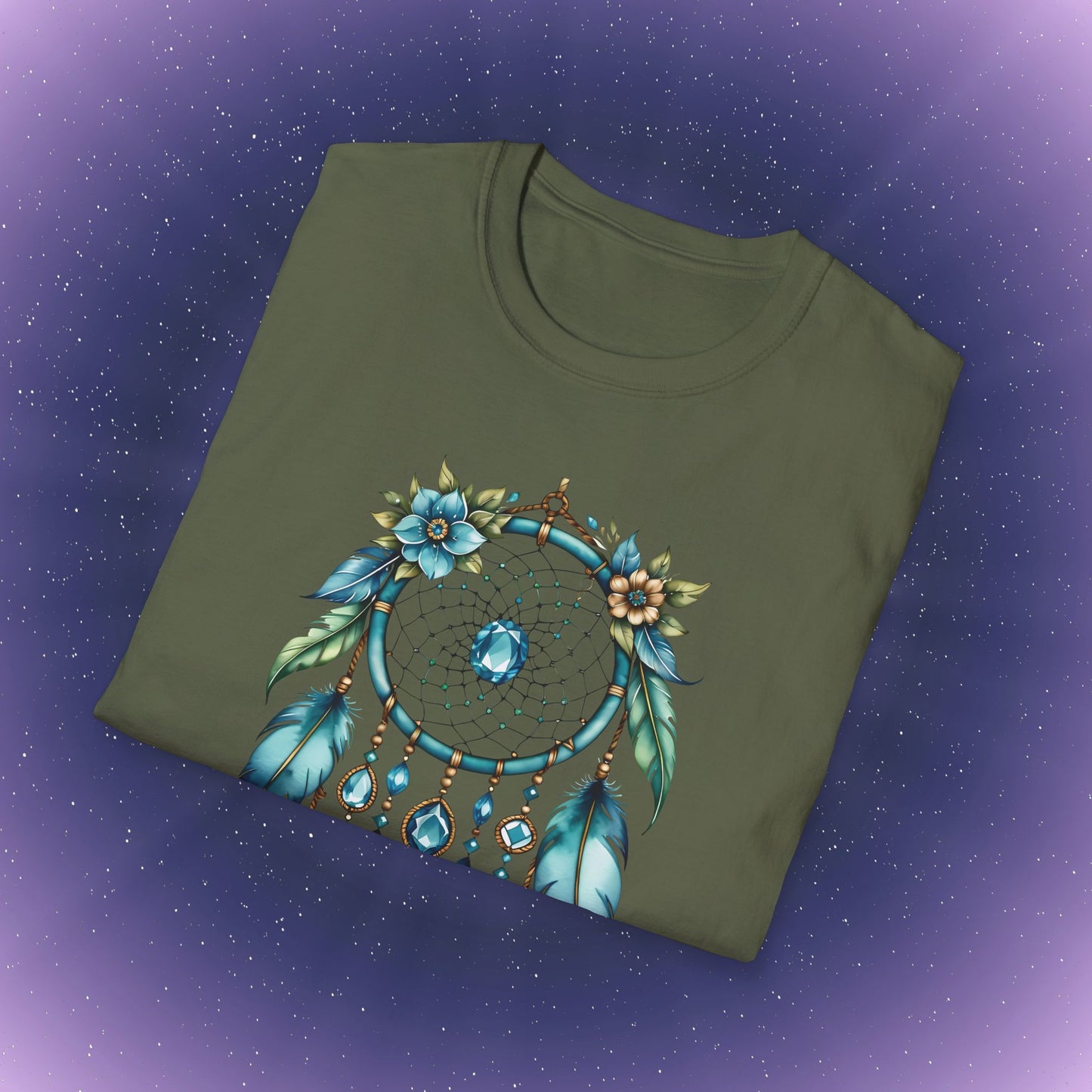 Camiseta con atrapasueños de piedra natal aguamarina de Piscis