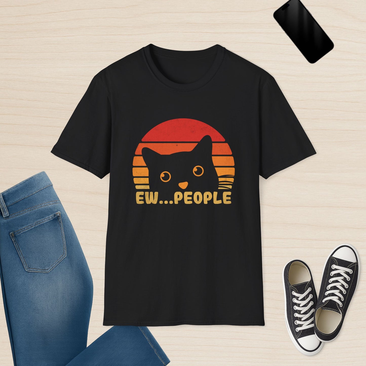 Ew People Retro-Katzen-T-Shirt