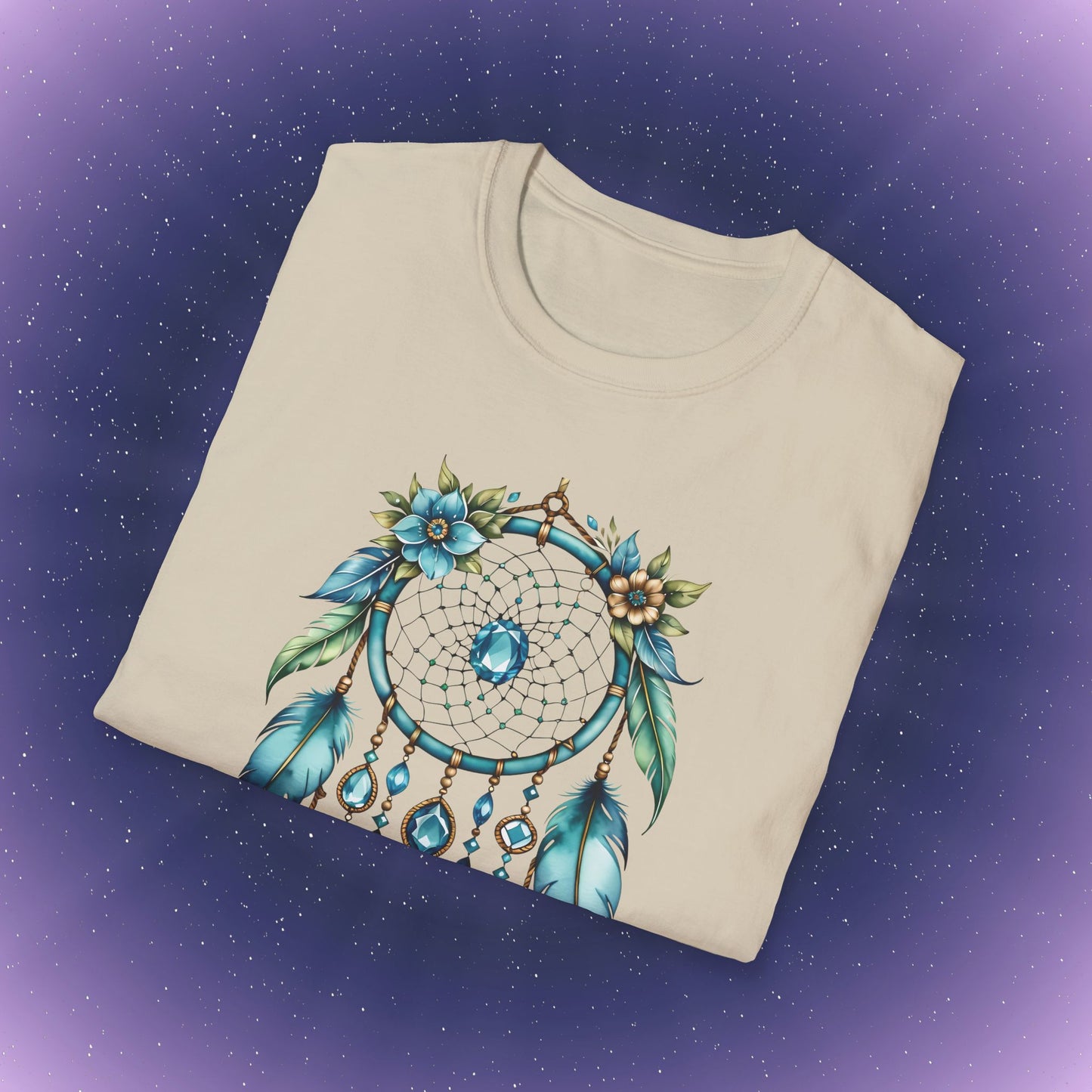 Camiseta con atrapasueños de piedra natal aguamarina de Piscis