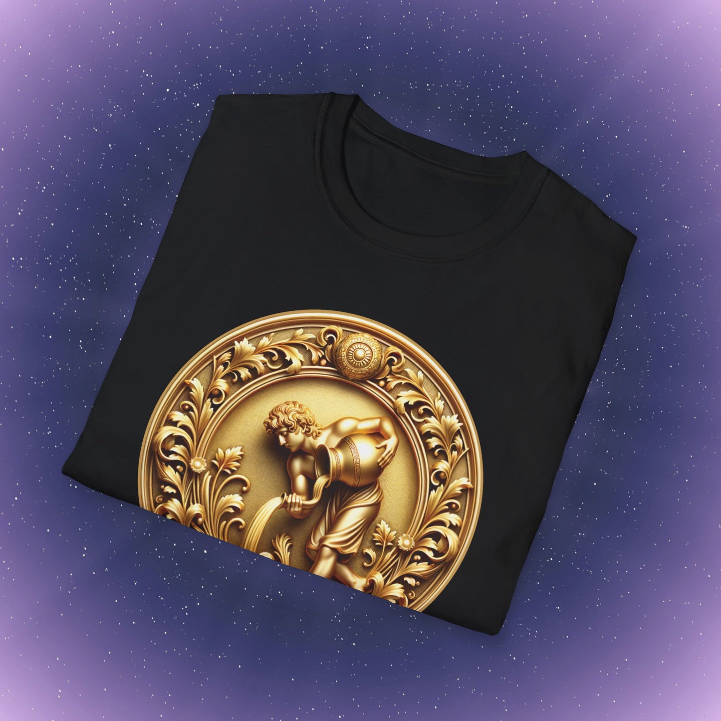 Aquarius Gold Zodiac Sign T-Shirt
