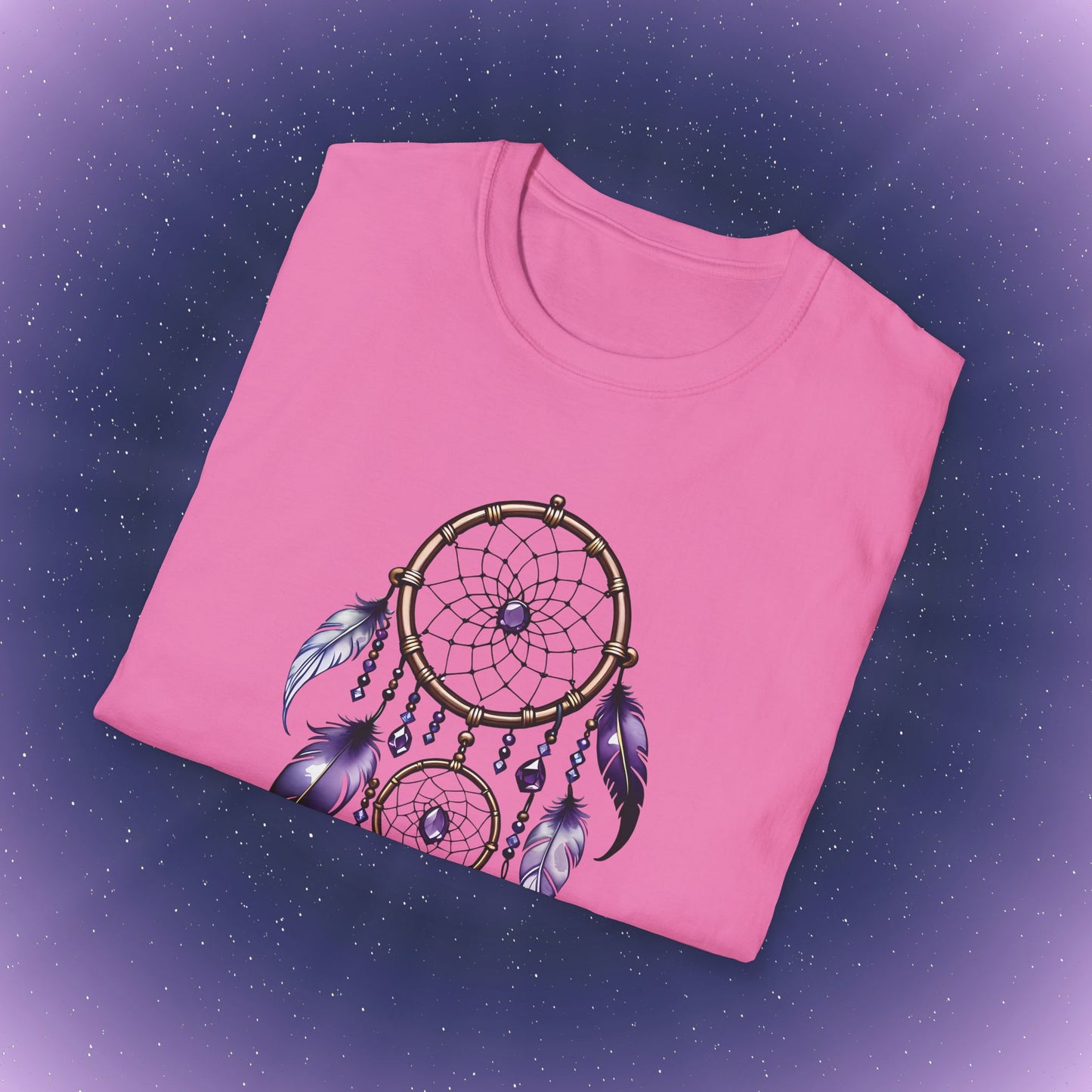 Camiseta con atrapasueños y piedra de nacimiento de amatista de Acuario