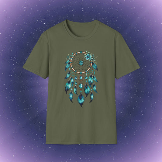 Camiseta con atrapasueños y piedra de nacimiento turquesa de Sagitario