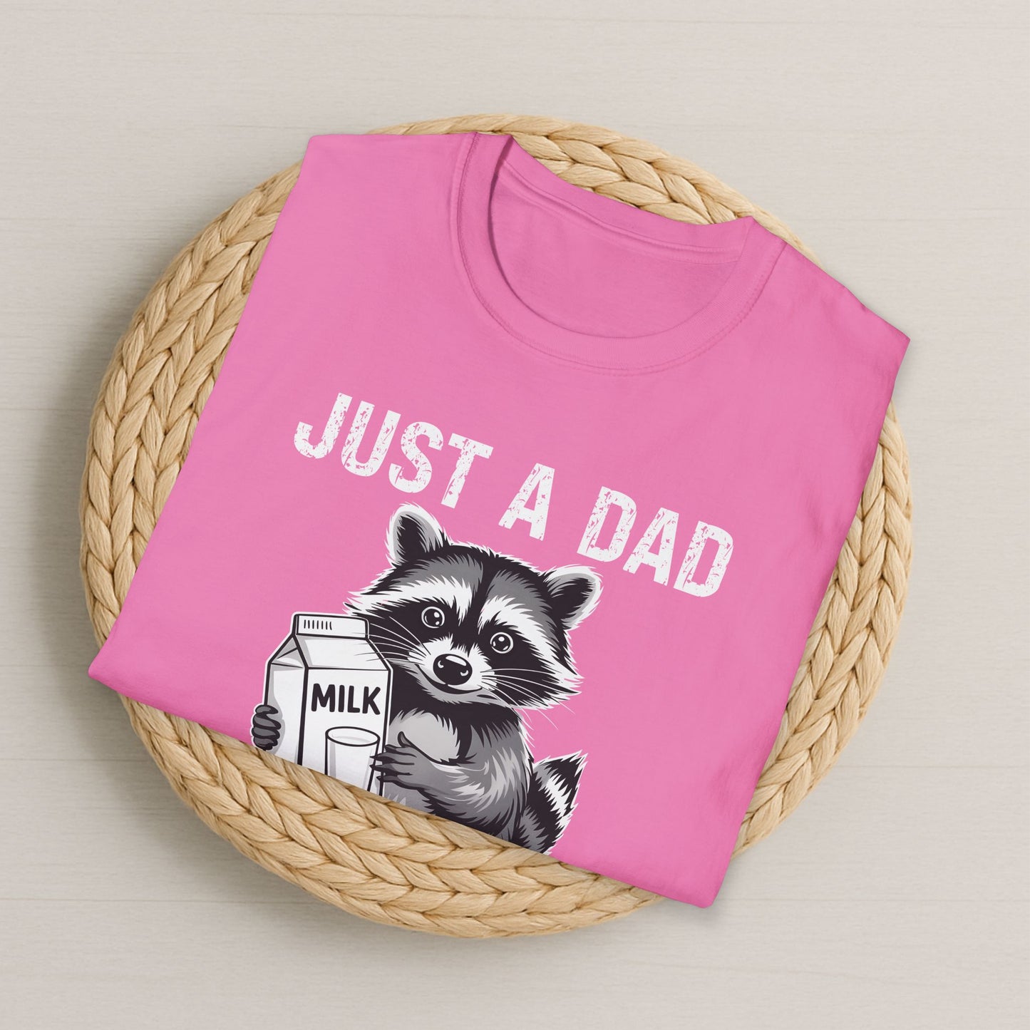 Just a Dad Who Always Came Back With the Milk - Raccoon T-Shirt