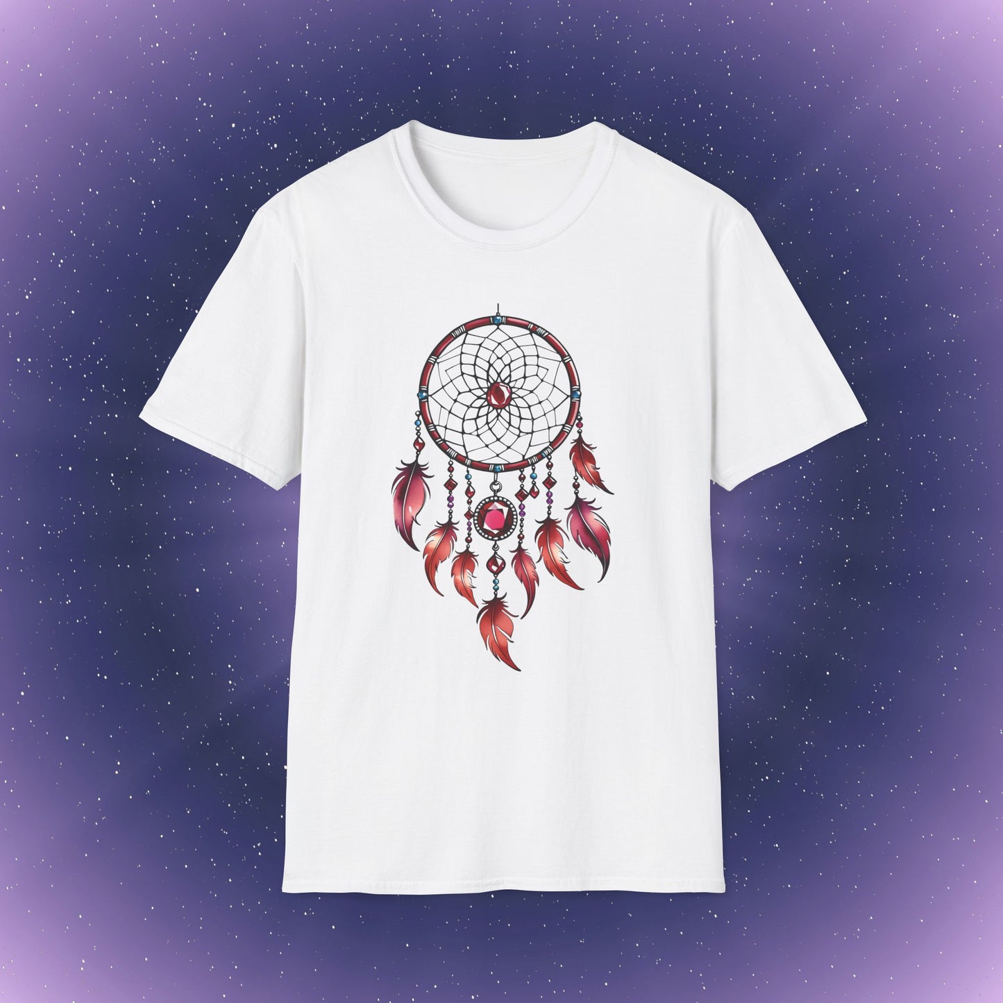 Camiseta con atrapasueños y piedra de nacimiento de rubí de Cáncer