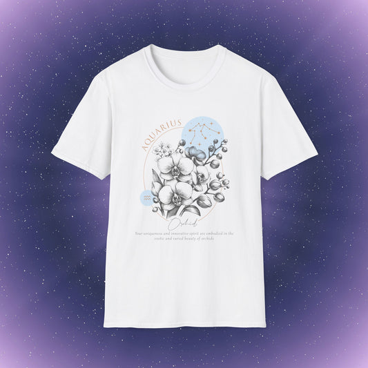 Aquarius Zodiac Birth Flower T-Shirt
