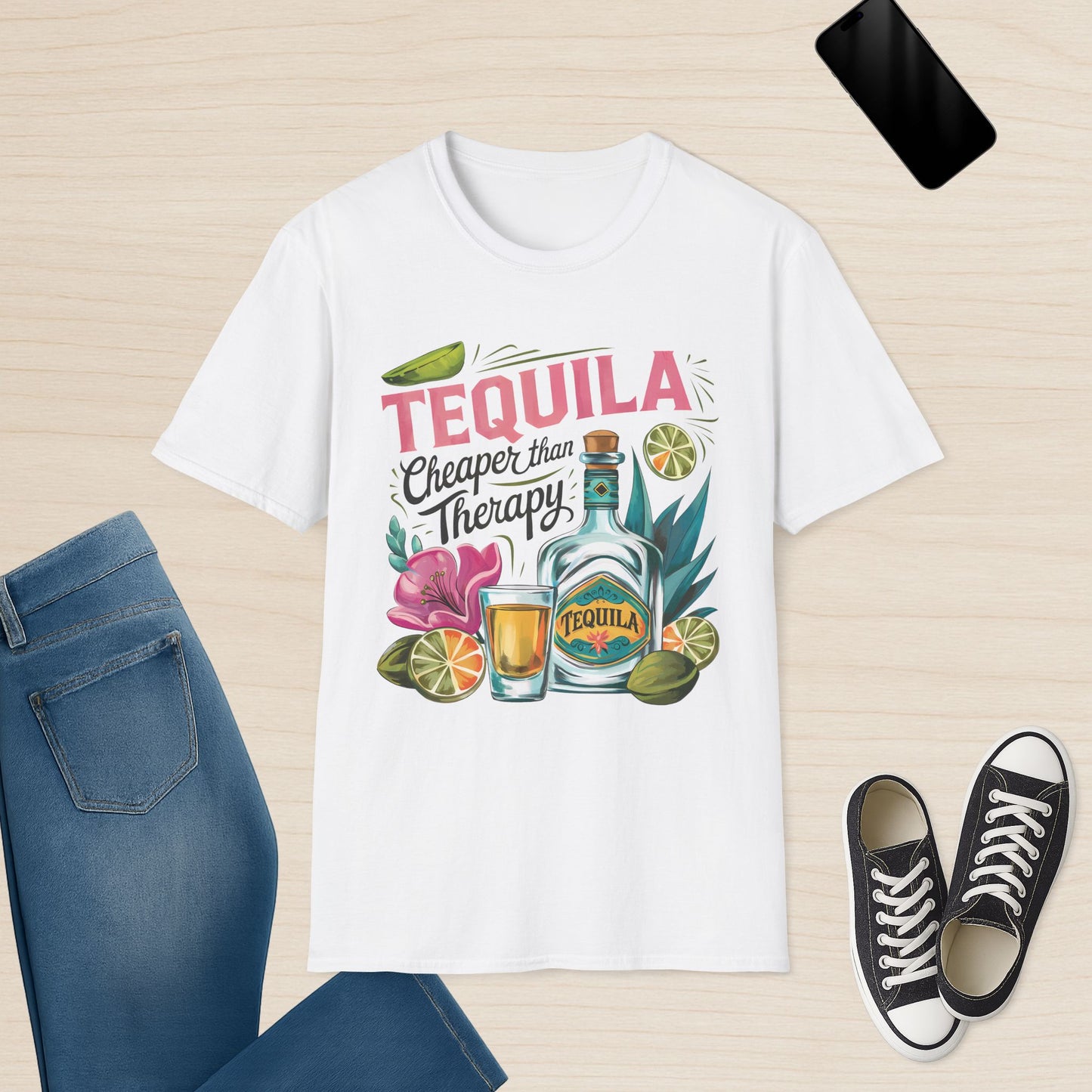 Tequila Cheaper Than Therapy - Graphic Summer Tee