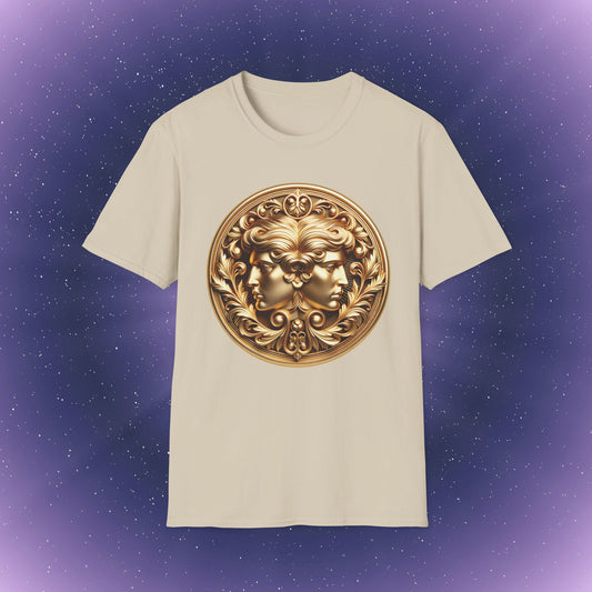 Camiseta dorada del signo zodiacal Géminis