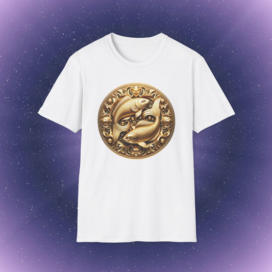 Pisces Gold Zodiac Sign T-Shirt