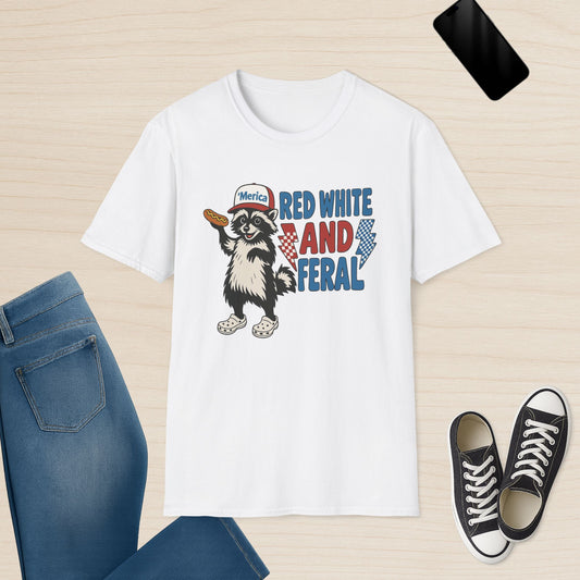 Rot, Weiß und Wild – Lustiges Waschbär-T-Shirt zum 4. Juli